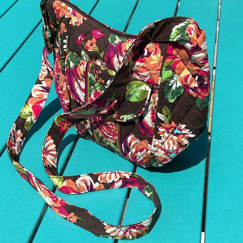 VERA BRADLEY NWOT English Rose Shoulder Bag - Pink, Brown and Orange NEW